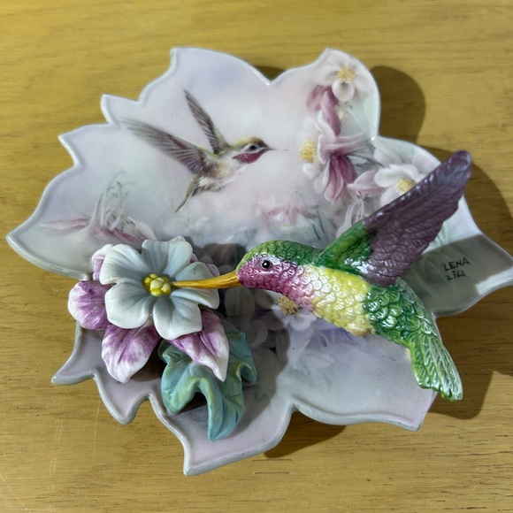 Lena Liu’s Blossoms of Tranquility Set of Four Hummingbird Wall Plaques - Picture 6 of 12